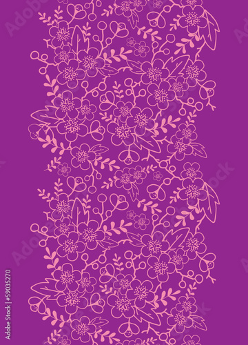 Vector purple florals elegant vertical seamless pattern