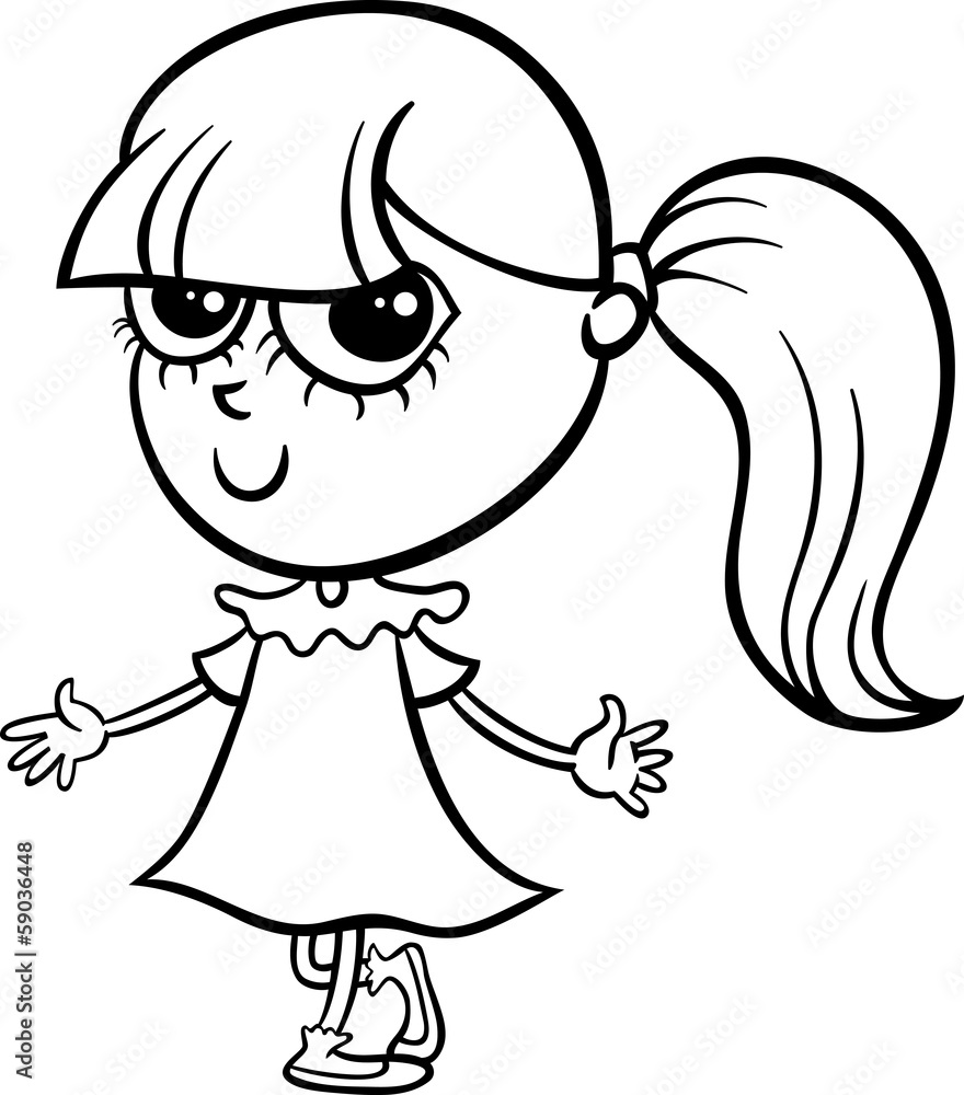 cute girl cartoon coloring page cute girl cartoon coloring page