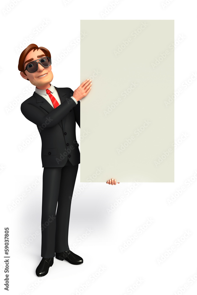 Young business man with sign Young business man with sign
