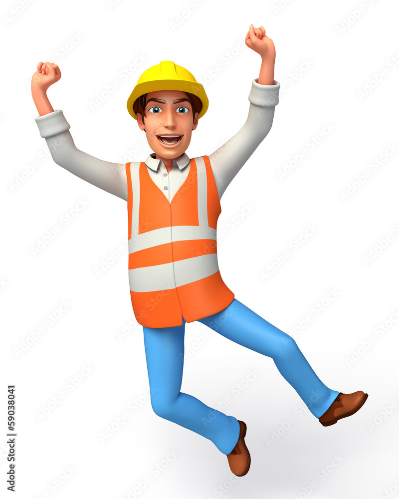 worker is jumping worker is jumping