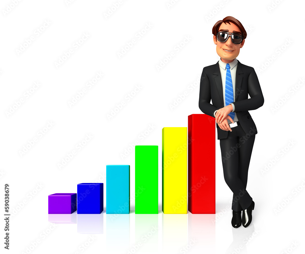 Young Business man with graph Young Business man with graph