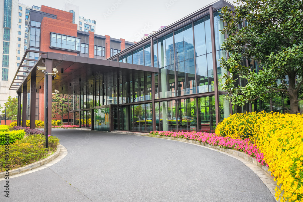 modern office building entrance