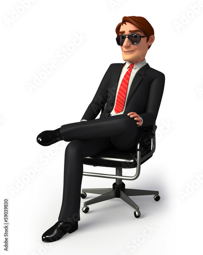 young business man standing on a chair