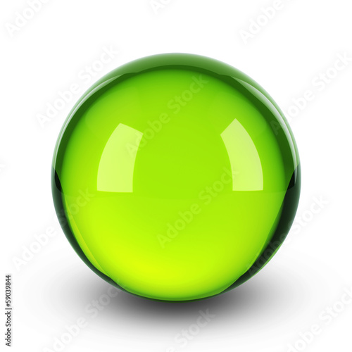 Green sphere render with shadow on white - clipping path photo