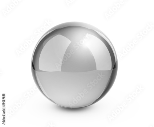 Metal sphere render on white isolated with clipping path photo