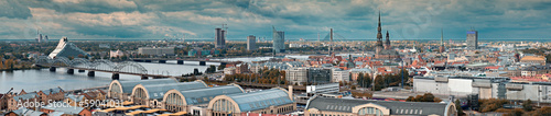 Panoramic view on the center of Riga city, Latvia
