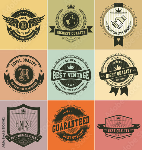 Set of vintage badges and labels dark retro series