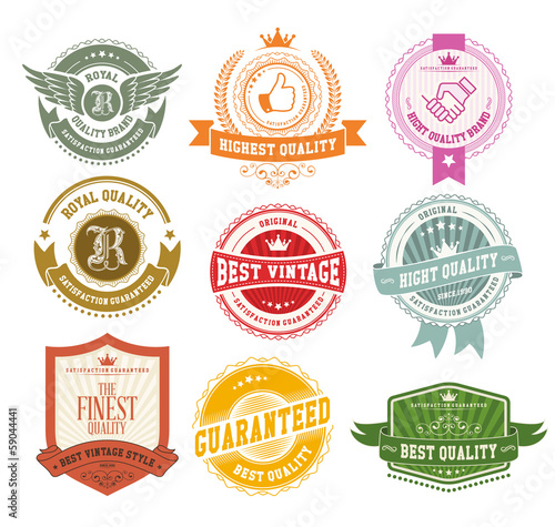 Set of vintage badges and labels colorful series