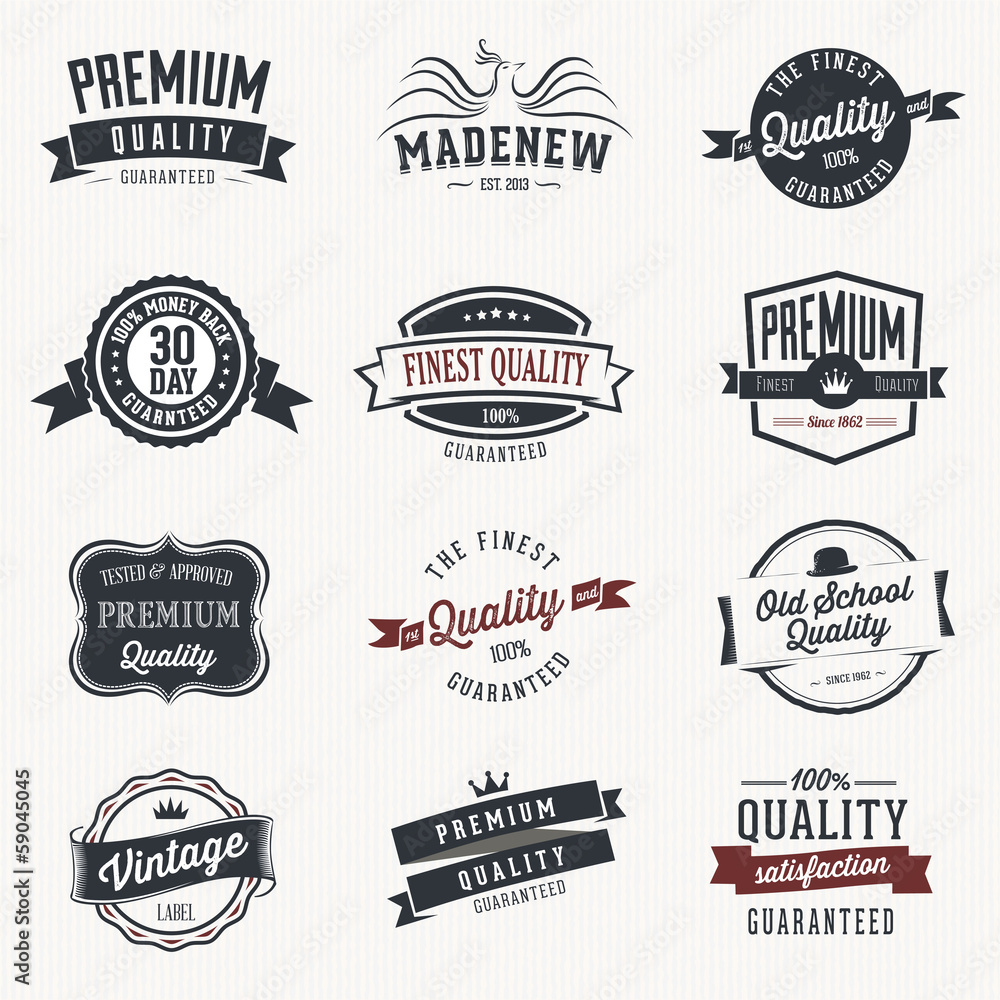 Obraz premium Set of vector stickers and ribbons - retro style