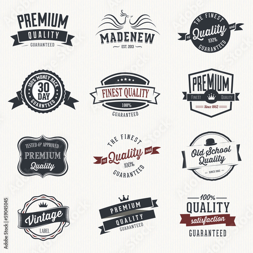 Set of  vector stickers and ribbons - retro style
