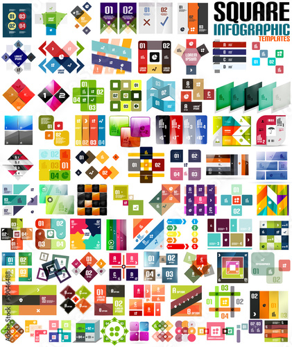Big set of infographic modern templates - squares
