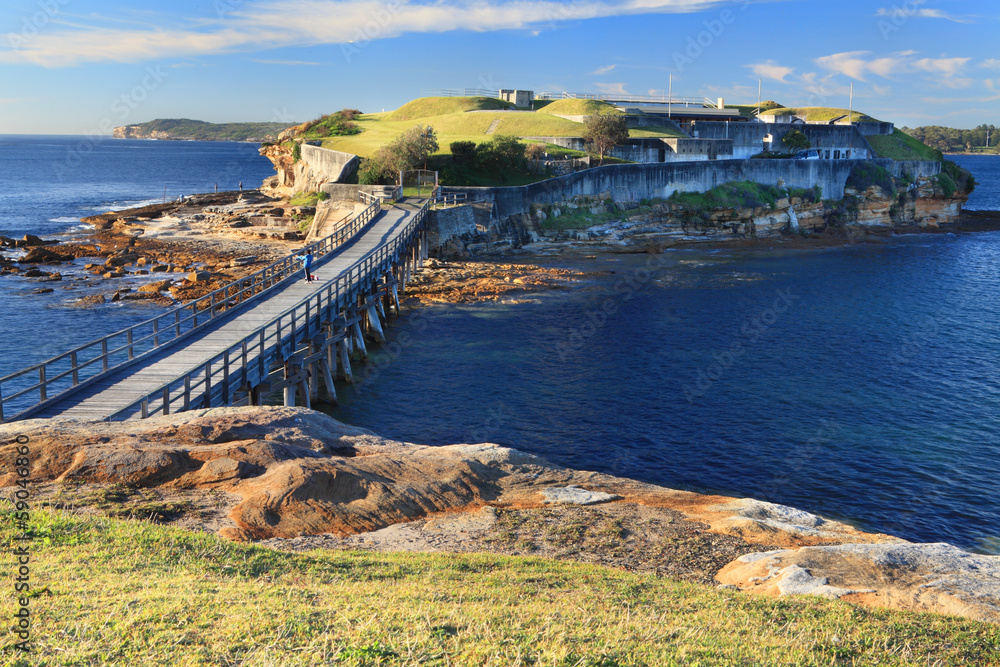 Boardwalk bridge to Bare Island, near Sydney, Australia.