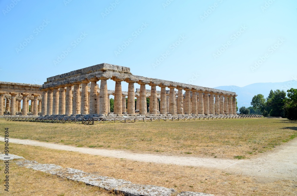 Ancient Temple Greek Ruins Acropolis - Paestum Italy
