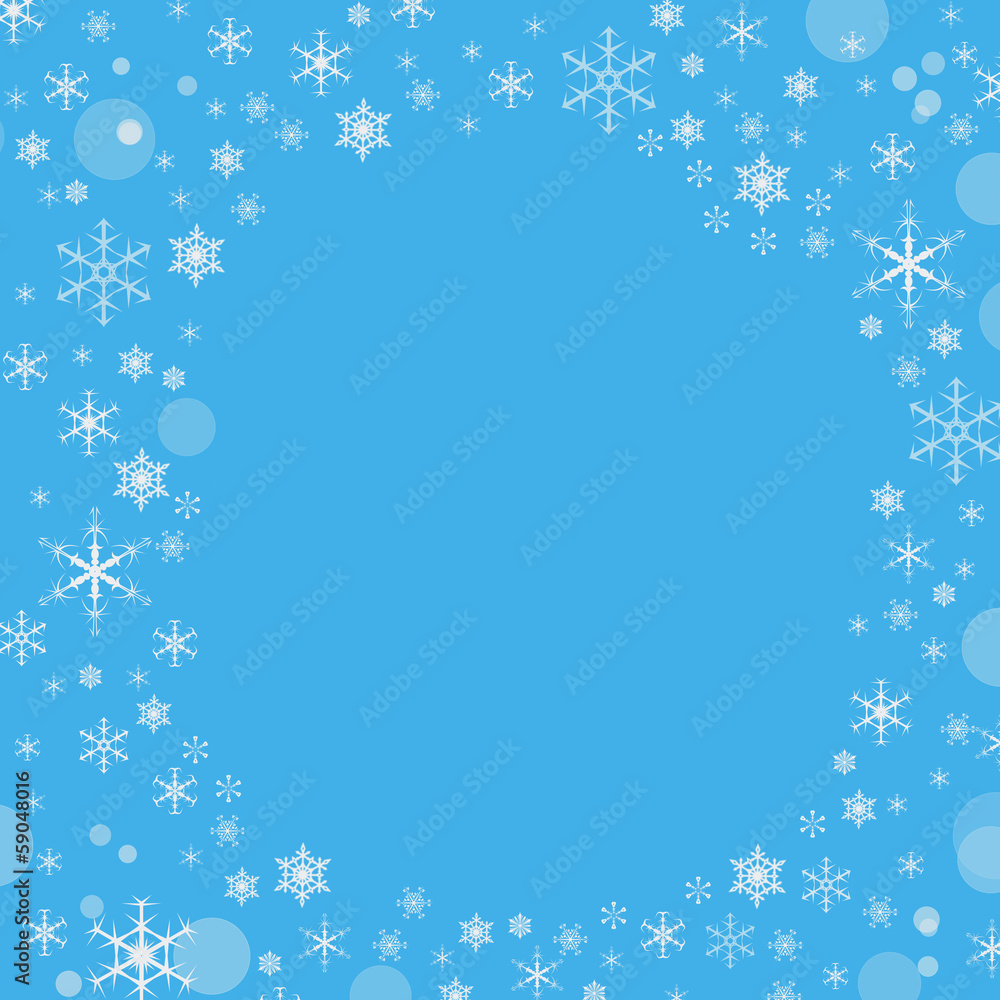 Blue background with snowflakes, space for text Blue background with snowflakes, space for text