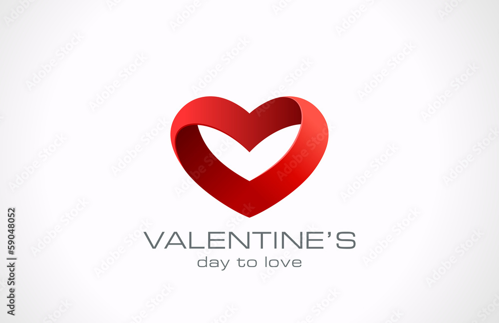 Logo Heart ribbon icon design. Infinity loop for Valentine day