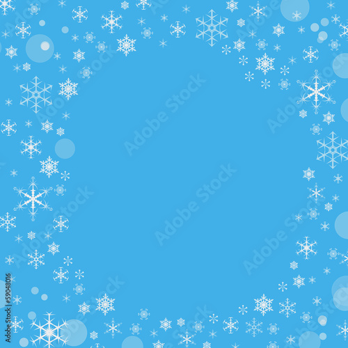 Blue background with snowflakes  space for text