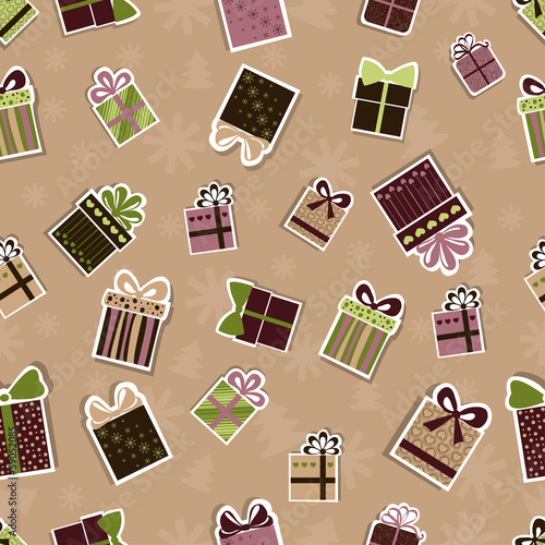 Seamless Christmas pattern with gifts