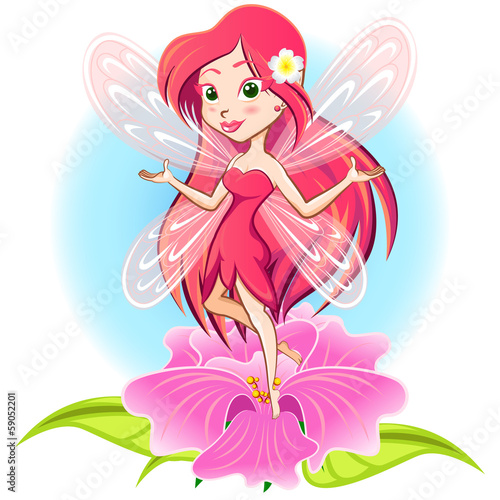 Fairy Princess Flying Above a Flower