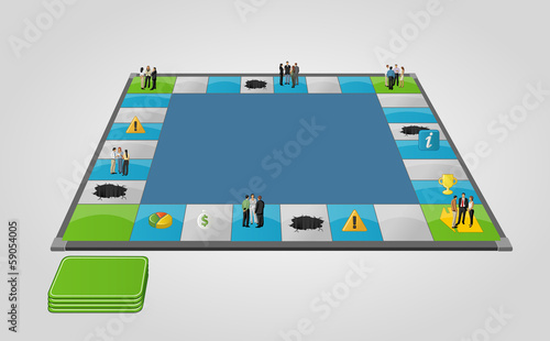 Board game with business people over path.