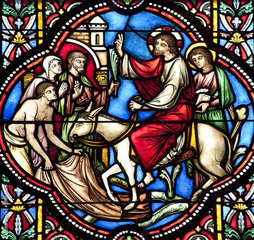 Brussels - Entry of Jesus in Jerusalem on windowpane