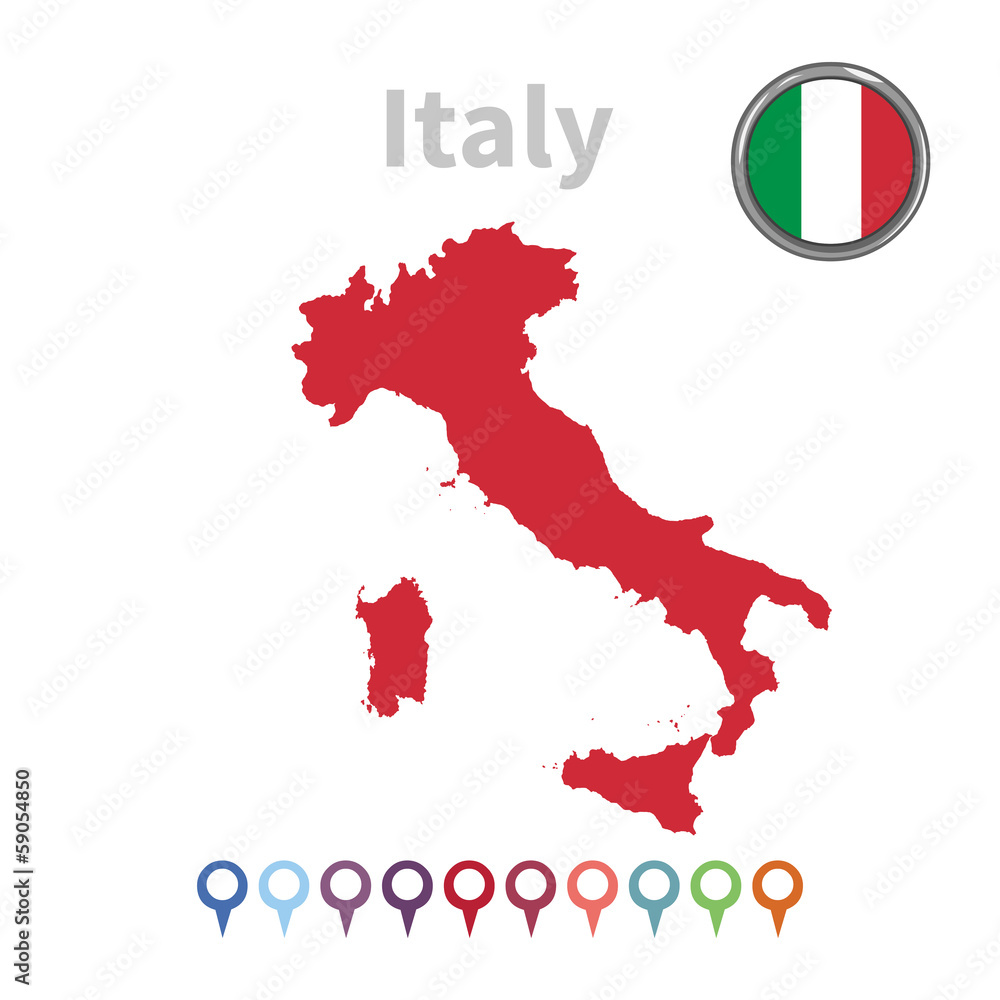 vector map and flag of Italy vector map and flag of Italy