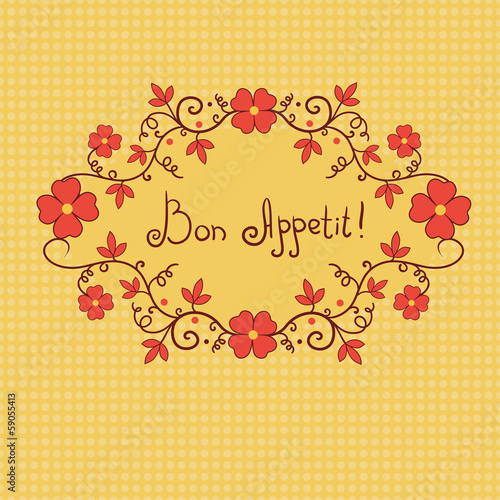 Vignette flower, bon appetite, vector background