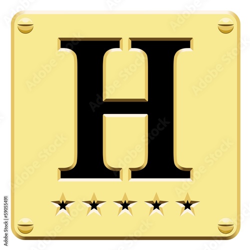 Plaque hôtel 5 étoiles en or