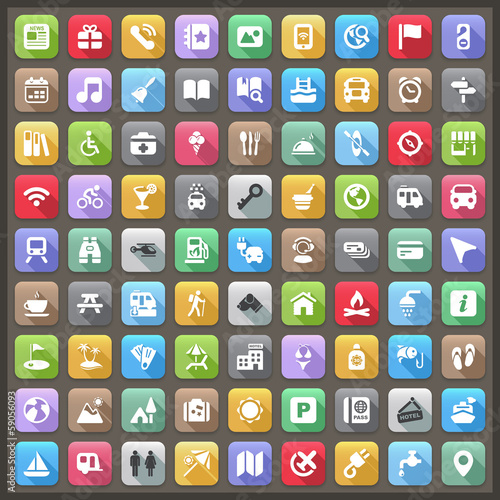 flat travel & camping iconset with shadow