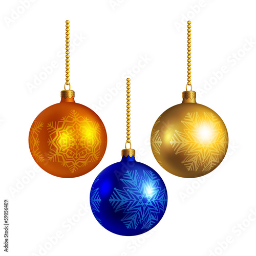 Bright Christmas balls, isolated on white
