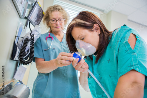 Woman in Active Labor Receiving Nitrous Oxide