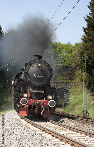 Steam train Schwarzwaldbahn on the tracks