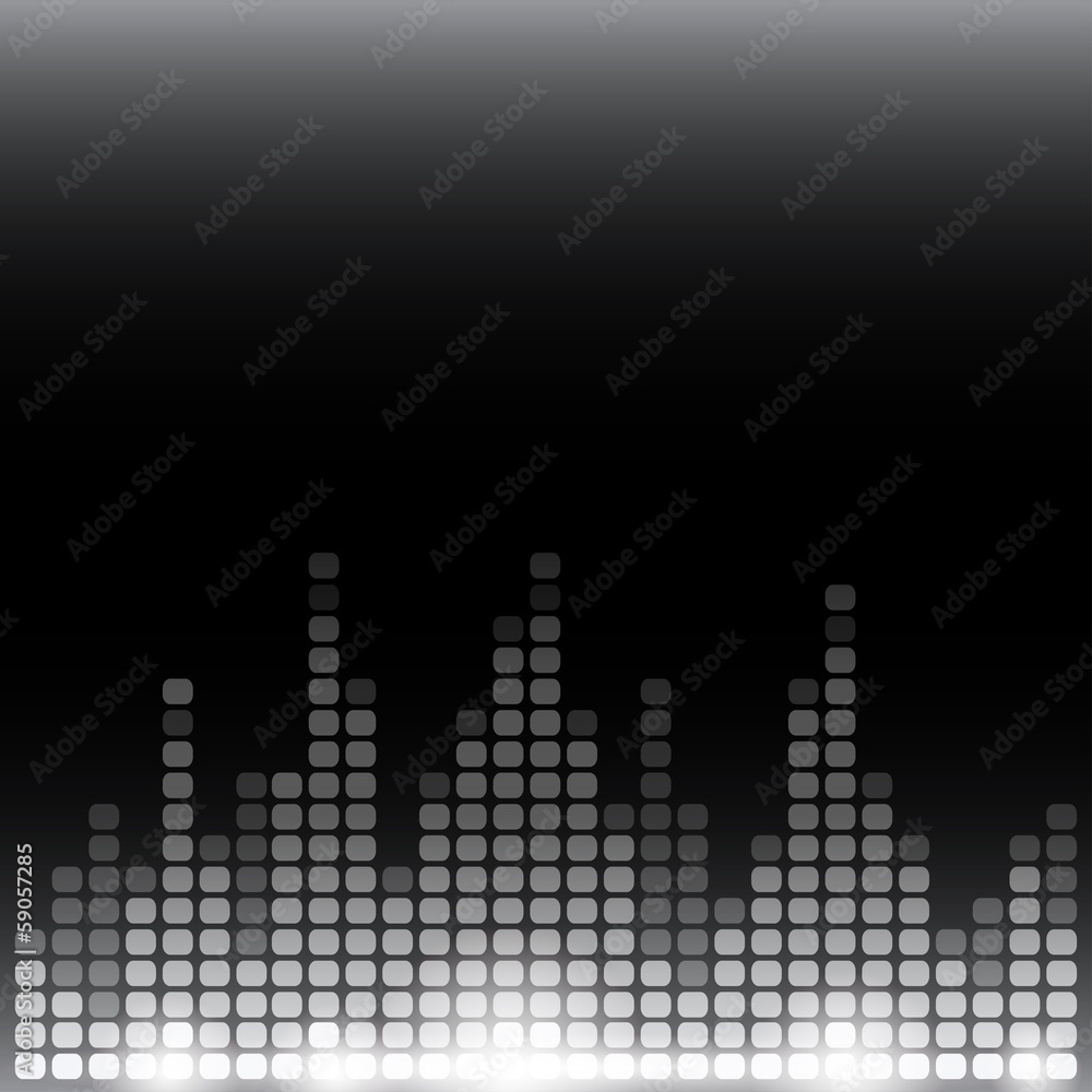 Grayscale digital equalizer background with flares Grayscale digital equalizer background with flares