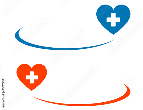 medical background with heart and cross