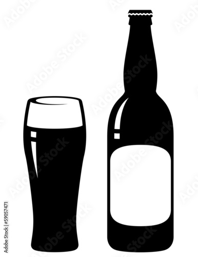 beer bottle and glass