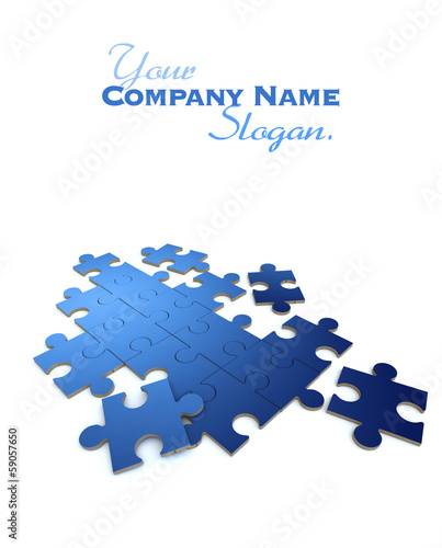 Blue  puzzle in white backg...