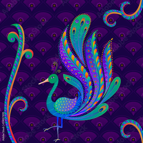 vector illustration of colorful decorated peacock