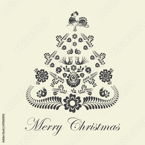 Stylized design Christmas tree. Merry Christmas.