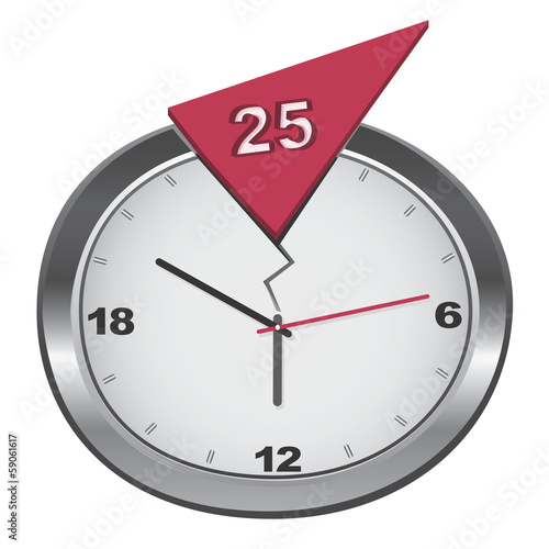 Cracked 24-hour clock with additional 25 hour