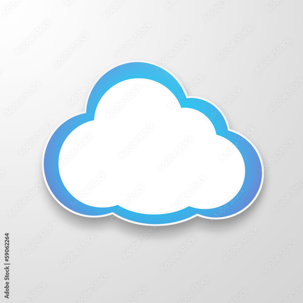 White paper clouds over gradient blue background White paper clouds over gradient blue background