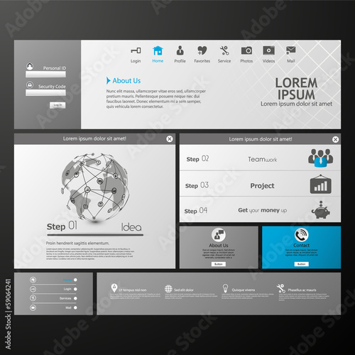 Clean Modern Website template in editable vector format 