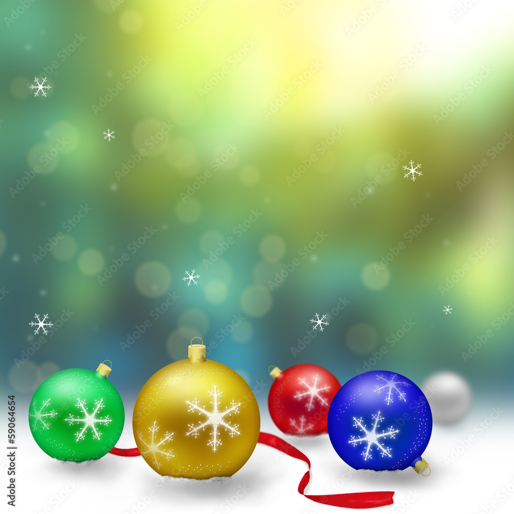Christmas decoration with snow and bokeh Christmas decoration with snow and bokeh