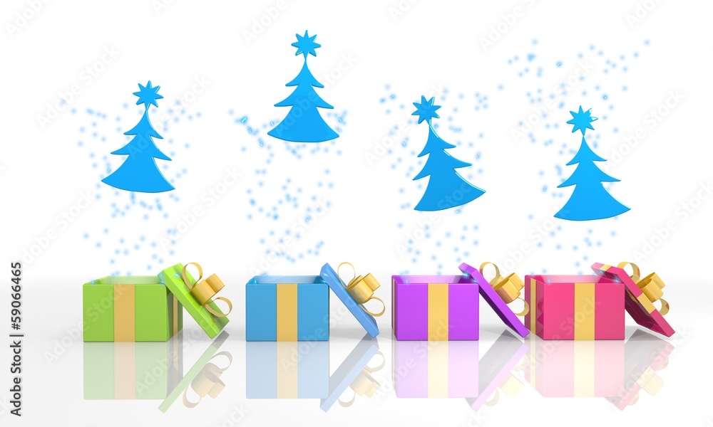 friendly present boxes with tree icon friendly present boxes with tree icon