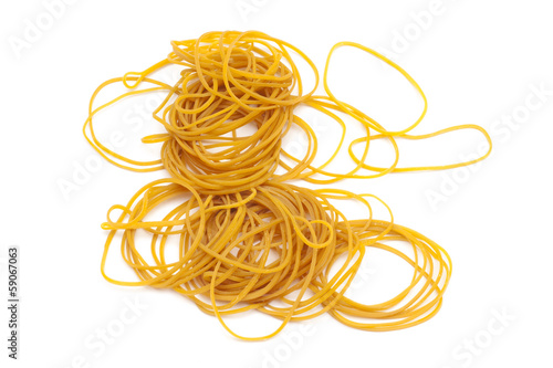 a lots of rubber band on white background