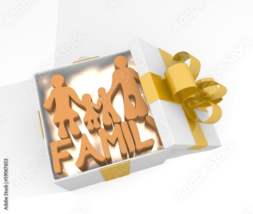 christmas gift box with family symnol photo