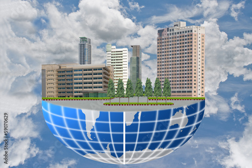 The building on the world.