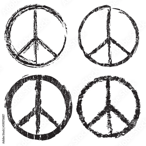 Set of grunge peace symbol