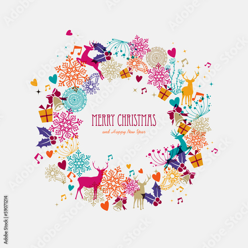 Christmas wreath holiday elements illustration