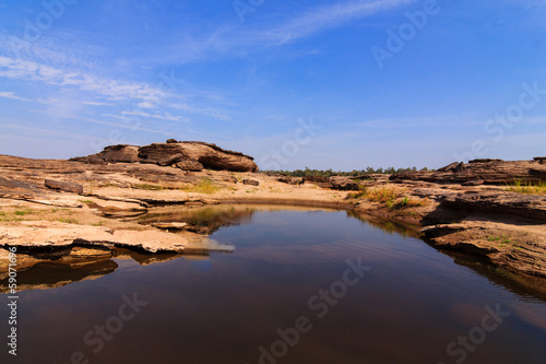 Background of rock on blue sky. Sam-Pan-Bok Grand Canyon, Ubon R