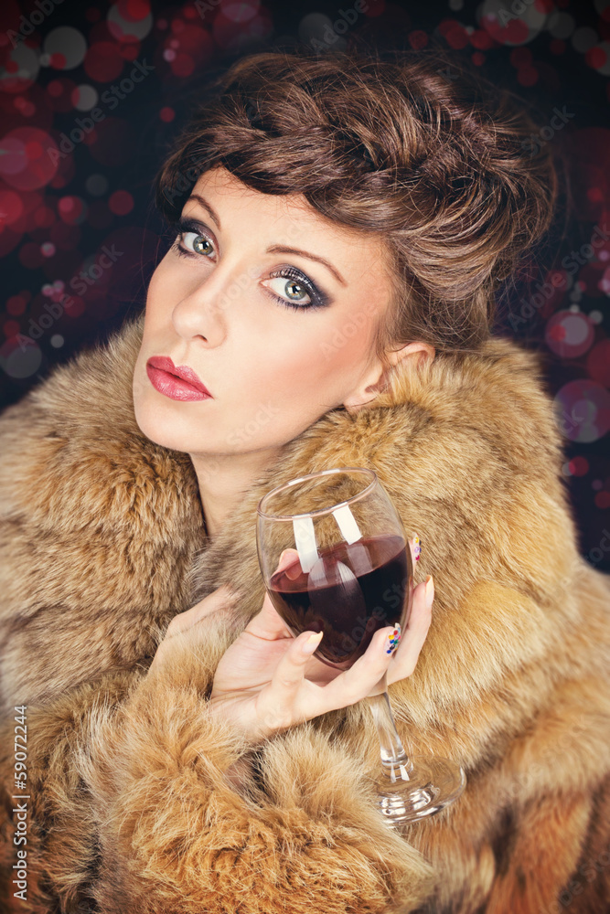 Wine hot sale fur coat