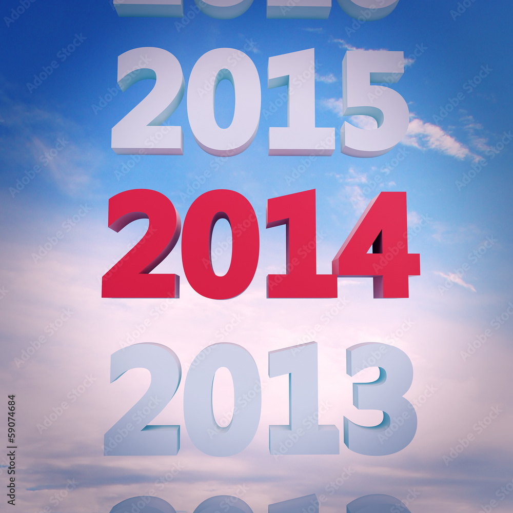 Red 2014 year - 3D illustration - clipping path Red 2014 year - 3D illustration - clipping path